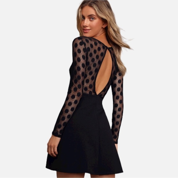 Lulus Long Sleeve Black Polka Dot Women's Size Small - Picture 3 of 10